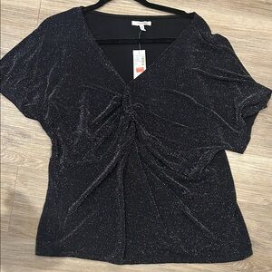 Elegant Black Glitter Women's Top